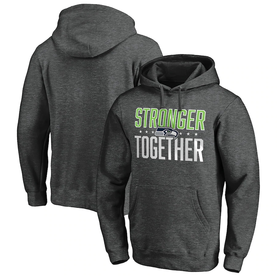 Men's Seattle Seahawks Heather Charcoal Stronger Together Pullover Hoodie